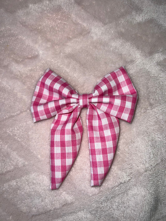 Pink Gingham Sailor Bow