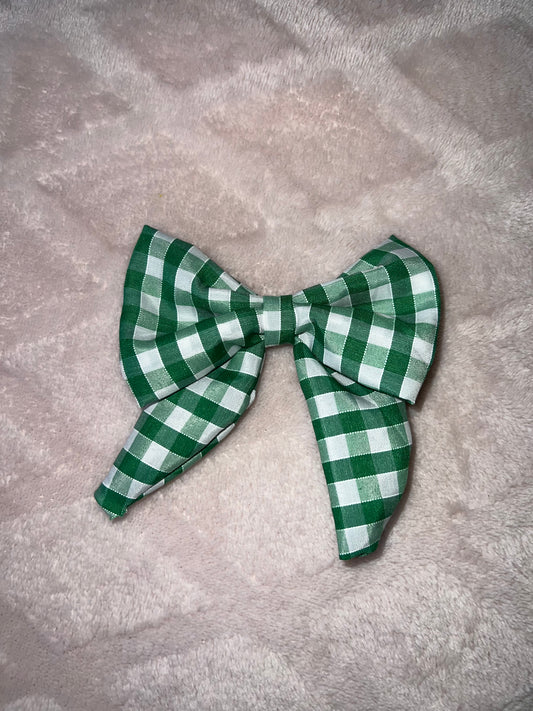 Green Gingham Sailor Bow