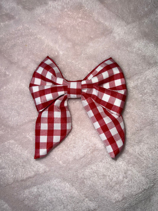 Red Gingham Sailor Bow