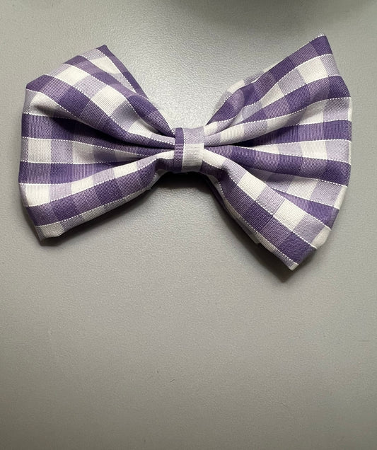 Checked Lilac Pet Bow.